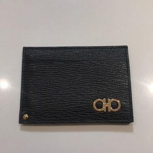 Ferragamo Gold Gancini Revival Card Case with ID